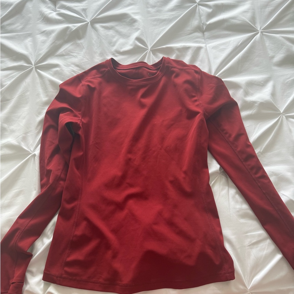 Carbon38 Red Fitted Long Sleeve Tee